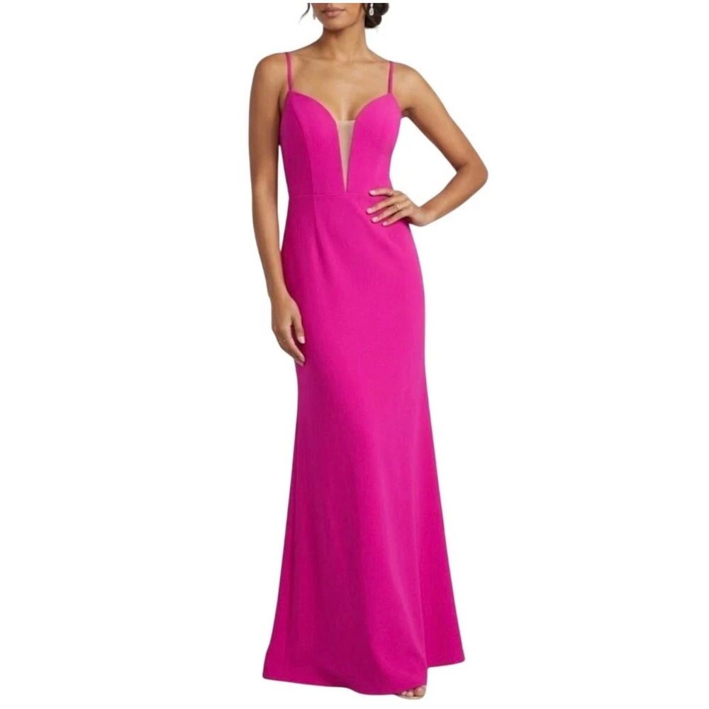 AQUA Backless Long A-Line Evening Gown Colorful Pink Size 6 Dress